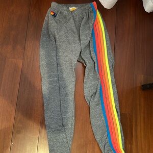 Aviator Nation 5 Stripe Neon Grey Sweatpants